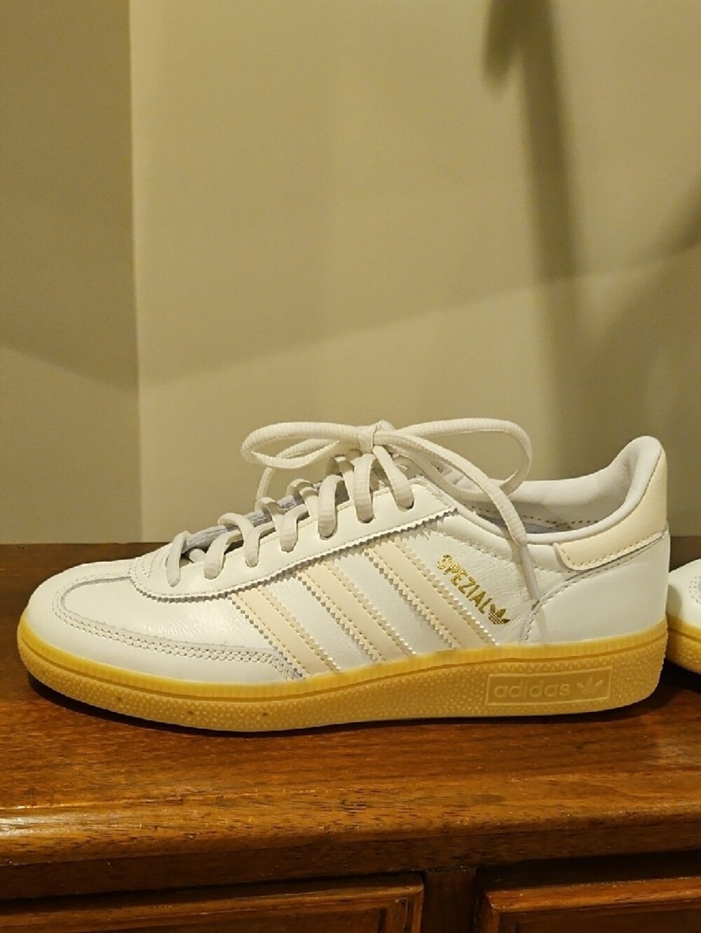 adidas Spezial Women’s White Leather Sneakers with Gum Sole